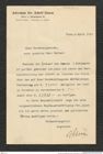 Nachlass Franz Steindachner, Brief von Adolf Daum an Franz Steindachner (04.04.1912), Inv.Nr. 95.02, Seite 1